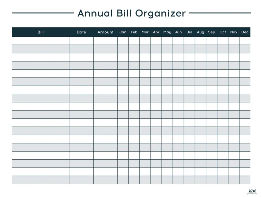 Free Printable Bill Planner Printable Party Favors