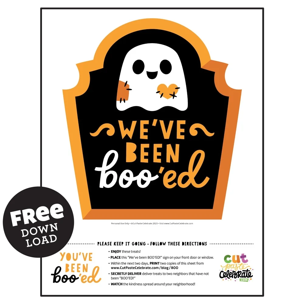 FREE Printable BOO Sign Neighborhood Version Cut Paste Celebrate Printable Projects SVG Cut Files