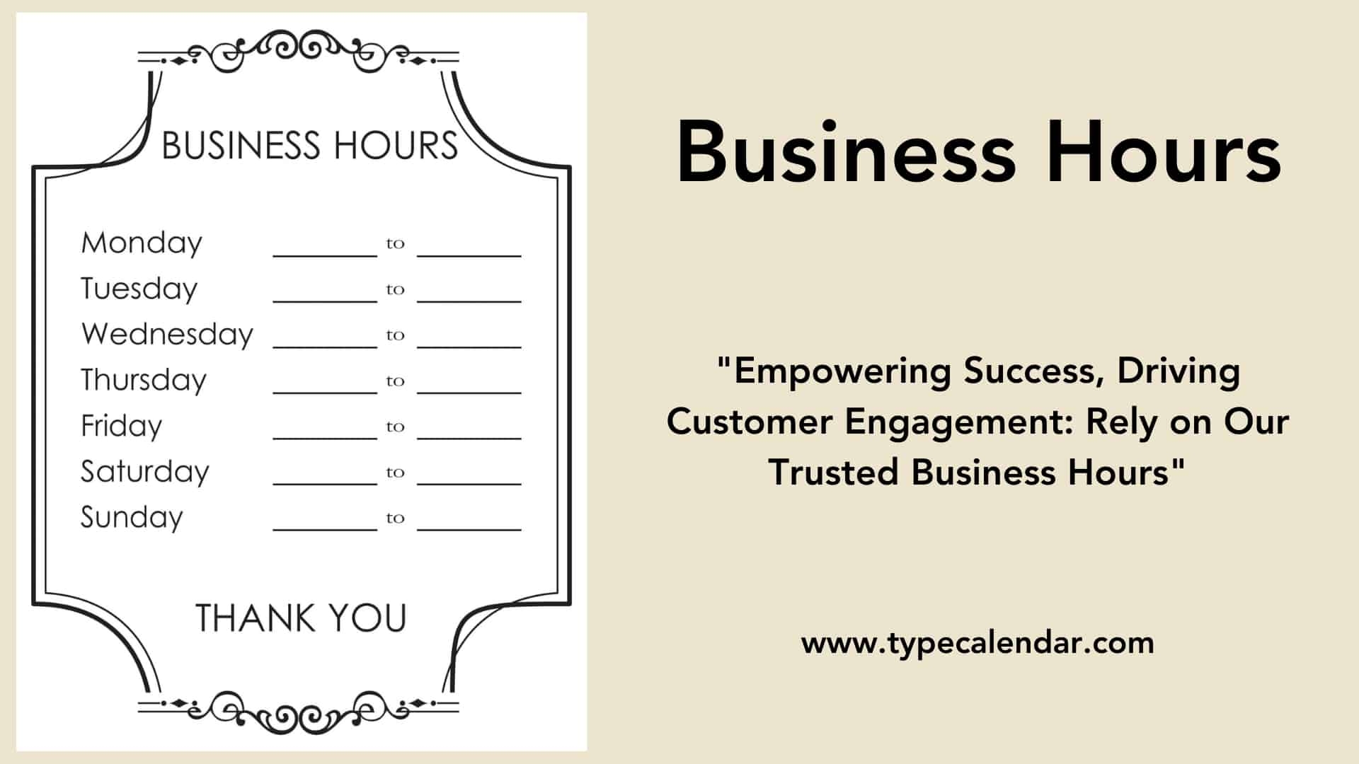 Printable Busines Hours Sign