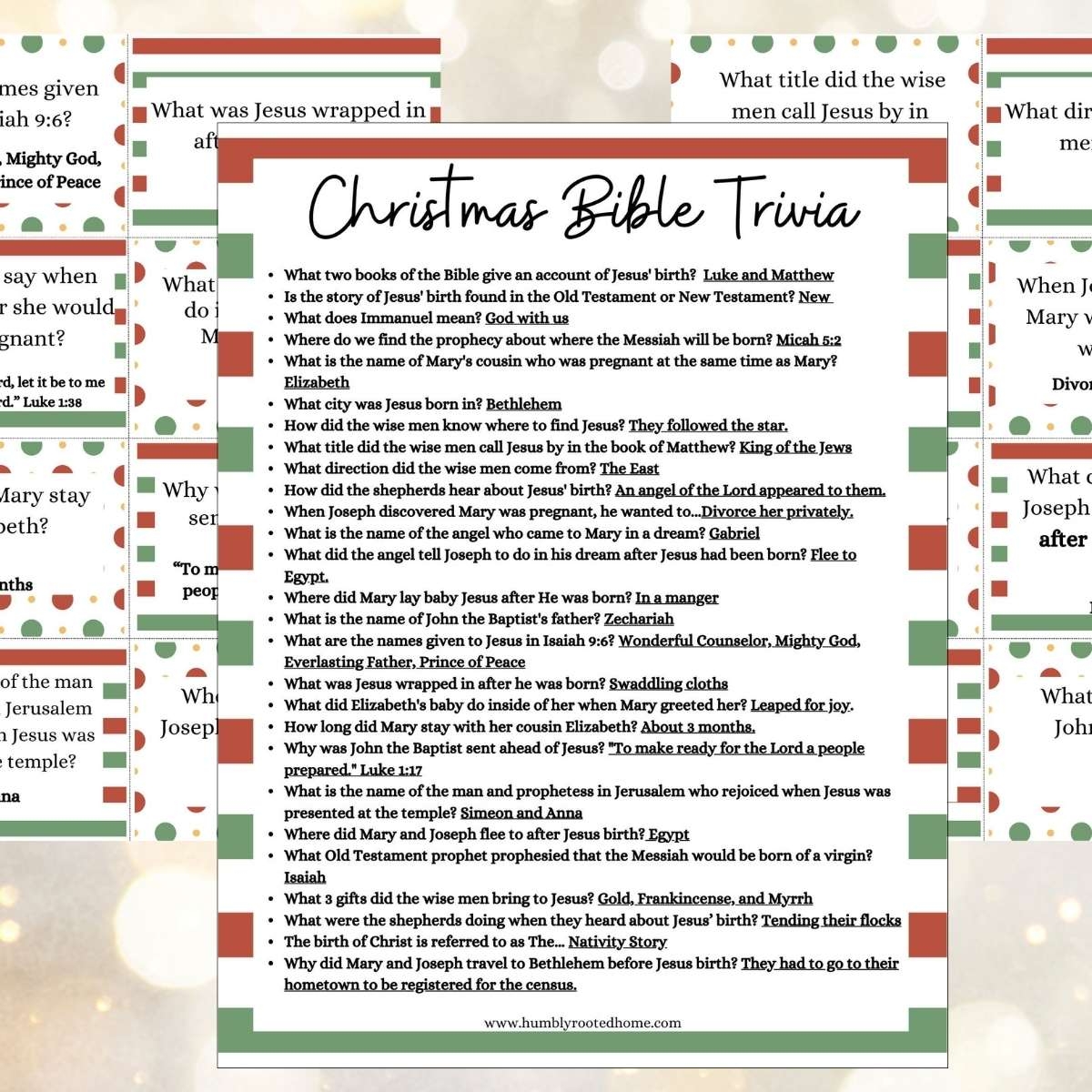 Christmas Bible Trivia Printable Free