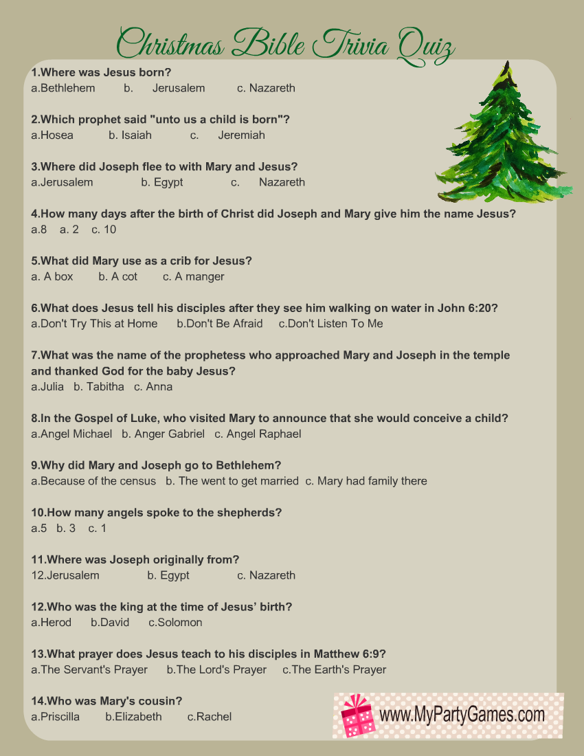 Nativity Trivia Questions And Answers Printable