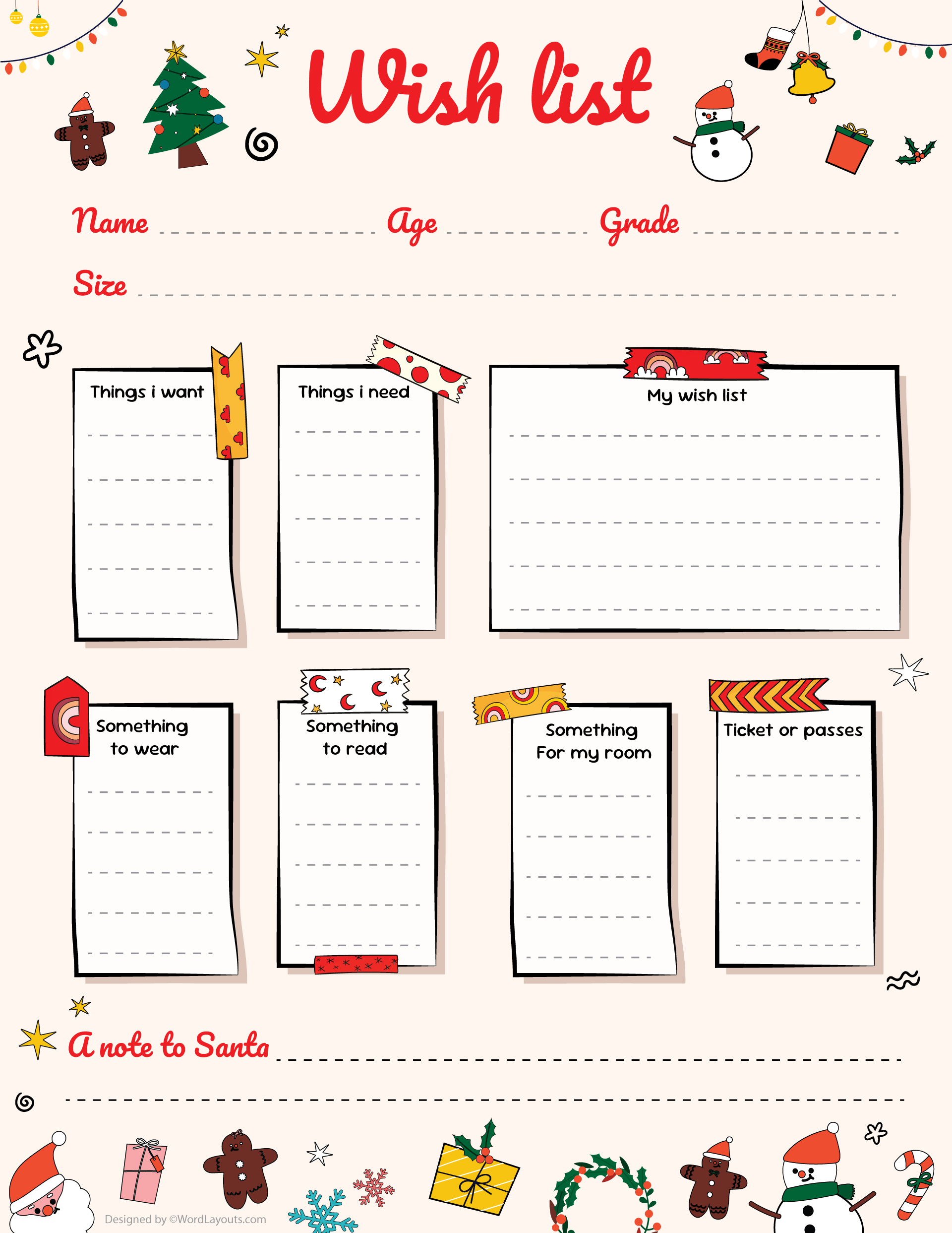 Gift Wish List Printable