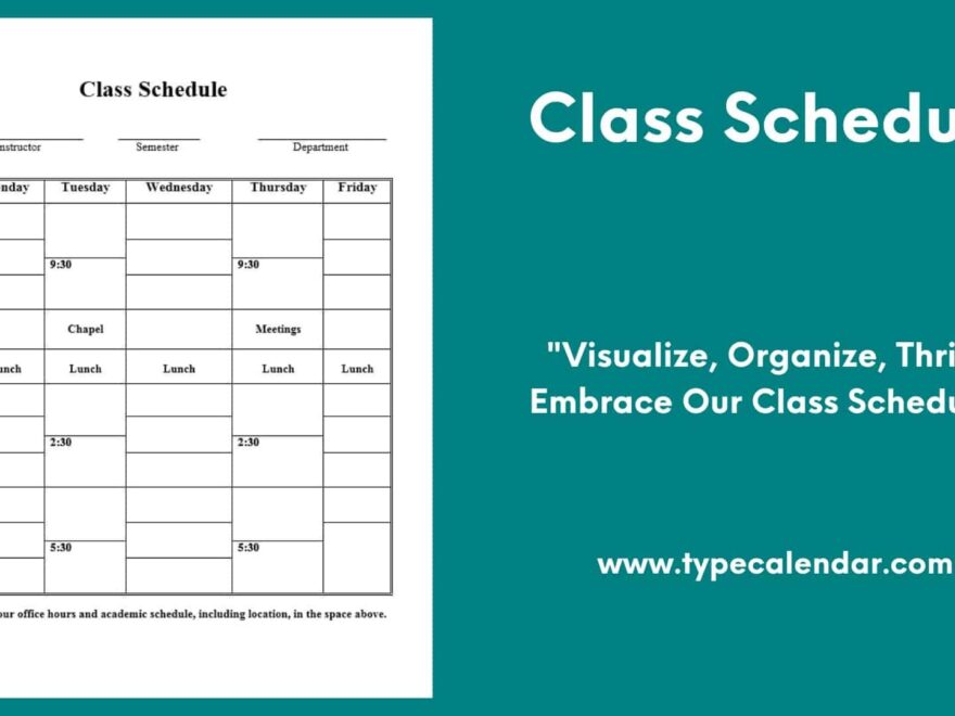 Free Printable Class Schedule Templates Excel Word PDF College University