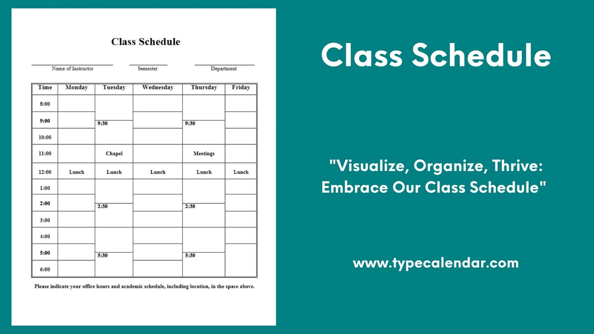 Free Printable Class Schedule Templates Excel Word PDF College University Free Printable Class Schedule Templates Excel Word PDF College University