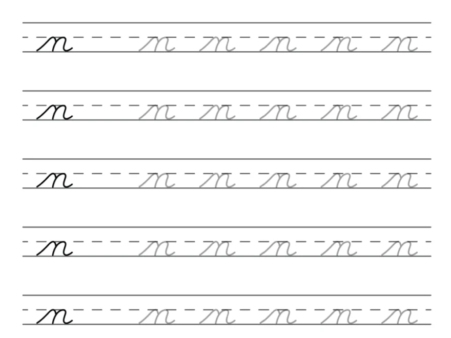 Free Printable Cursive Alphabet Practice Sheets Lowercase N