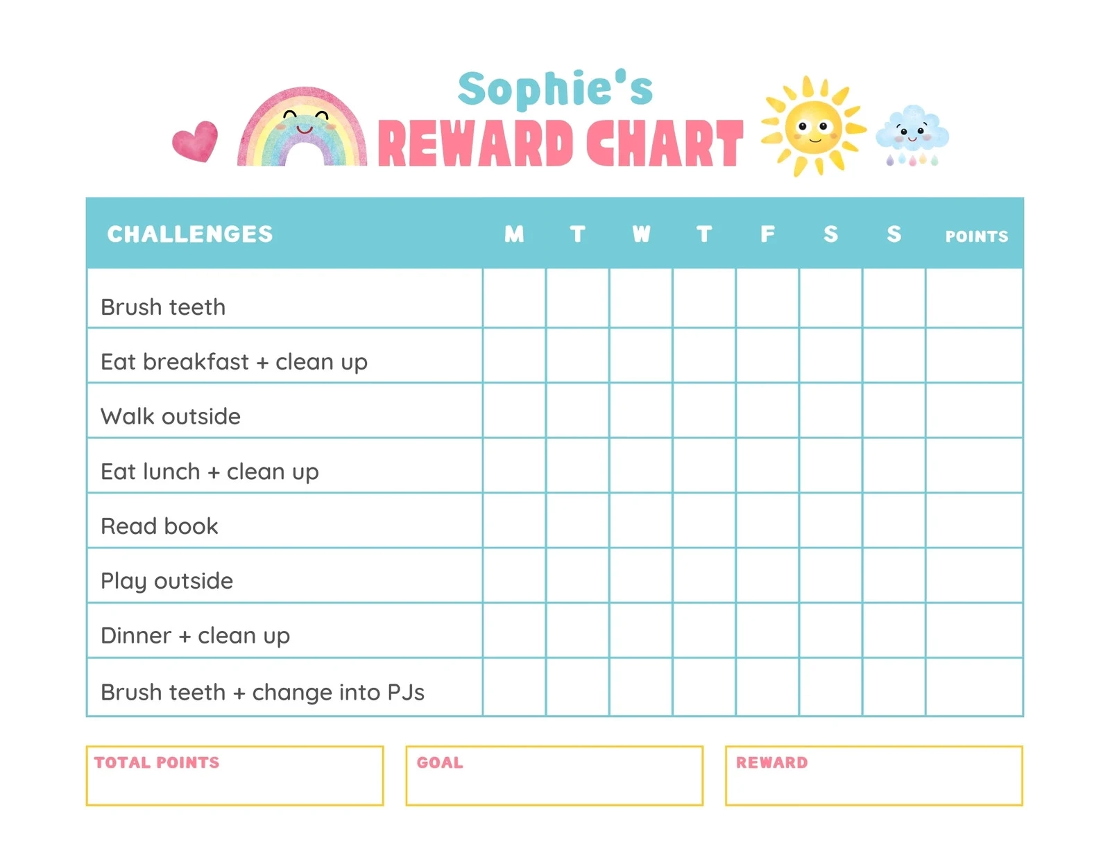 Free Printable Customizable Reward Chart Poster Templates Canva