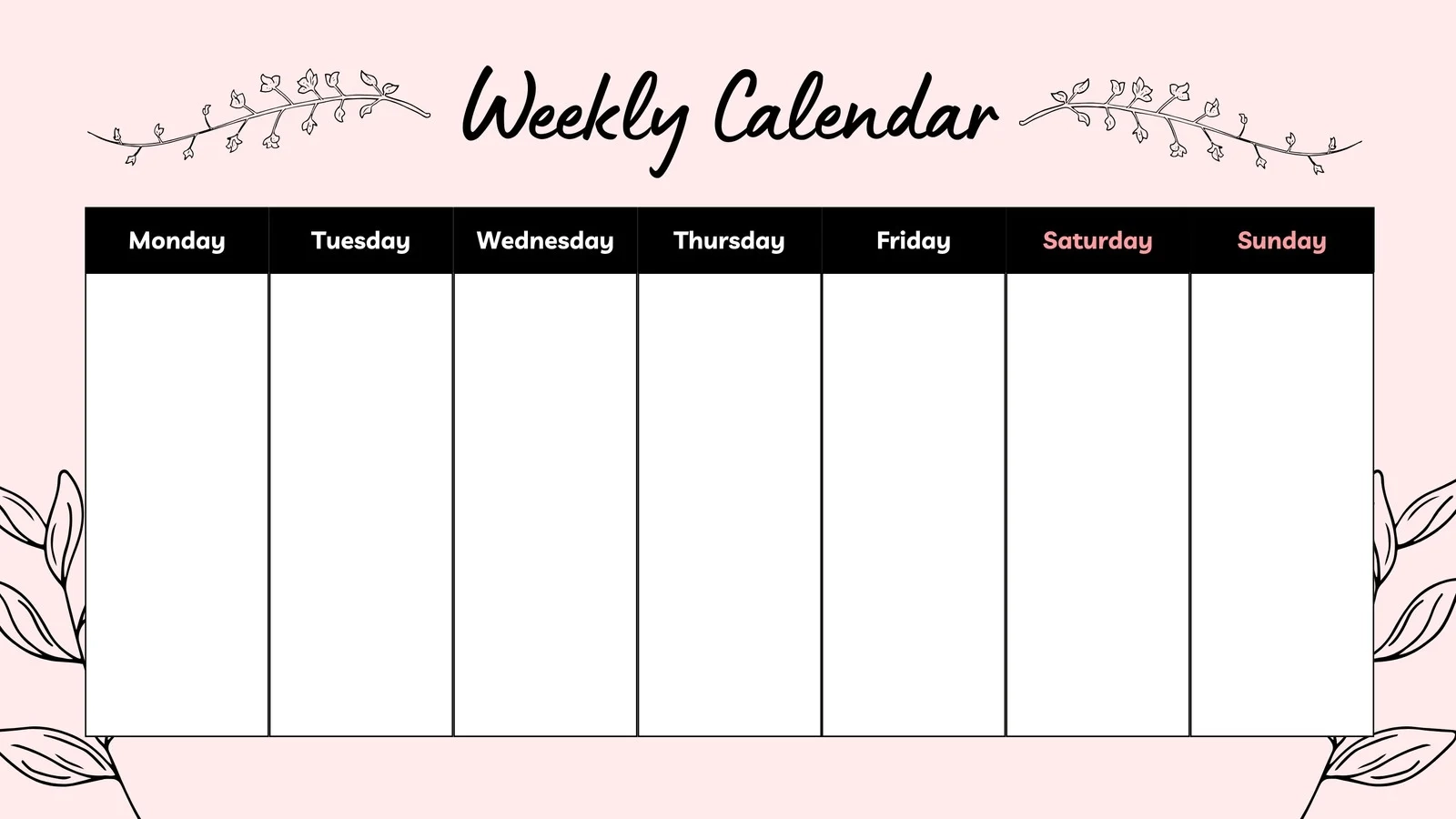 Printable Large Weekly Planners