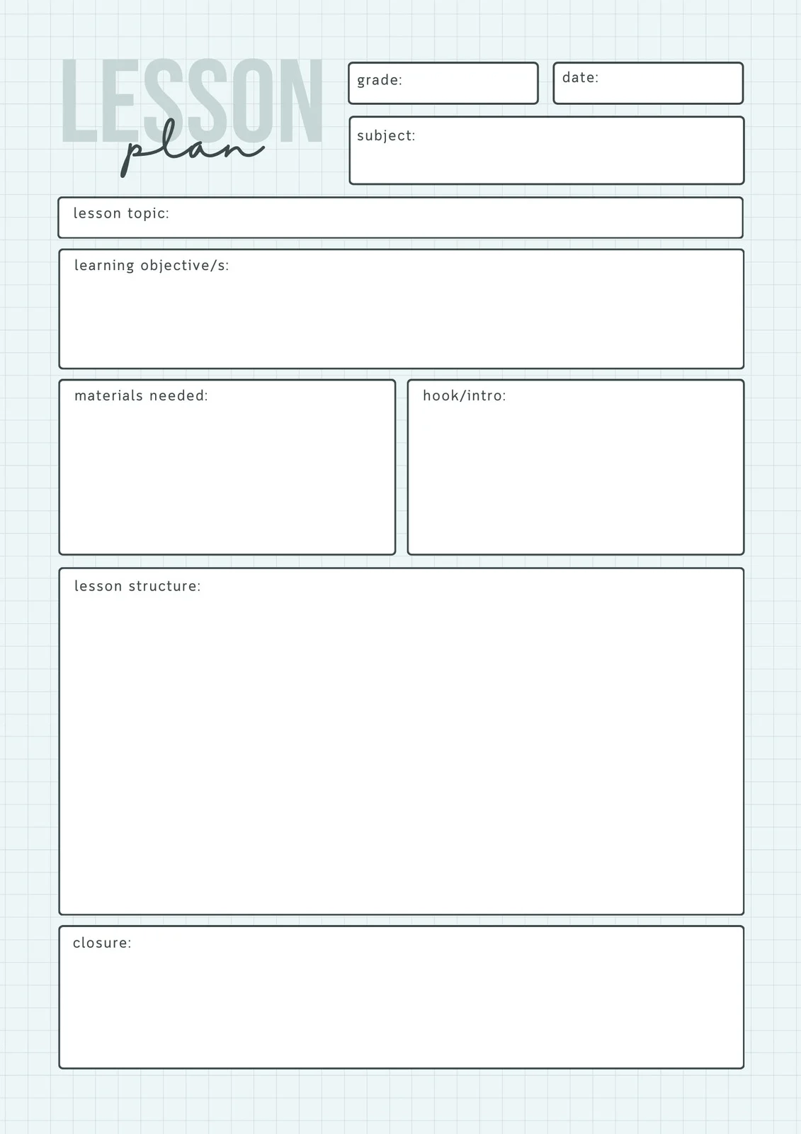 Free Printable Customizable Weekly Lesson Plan Templates Canva
