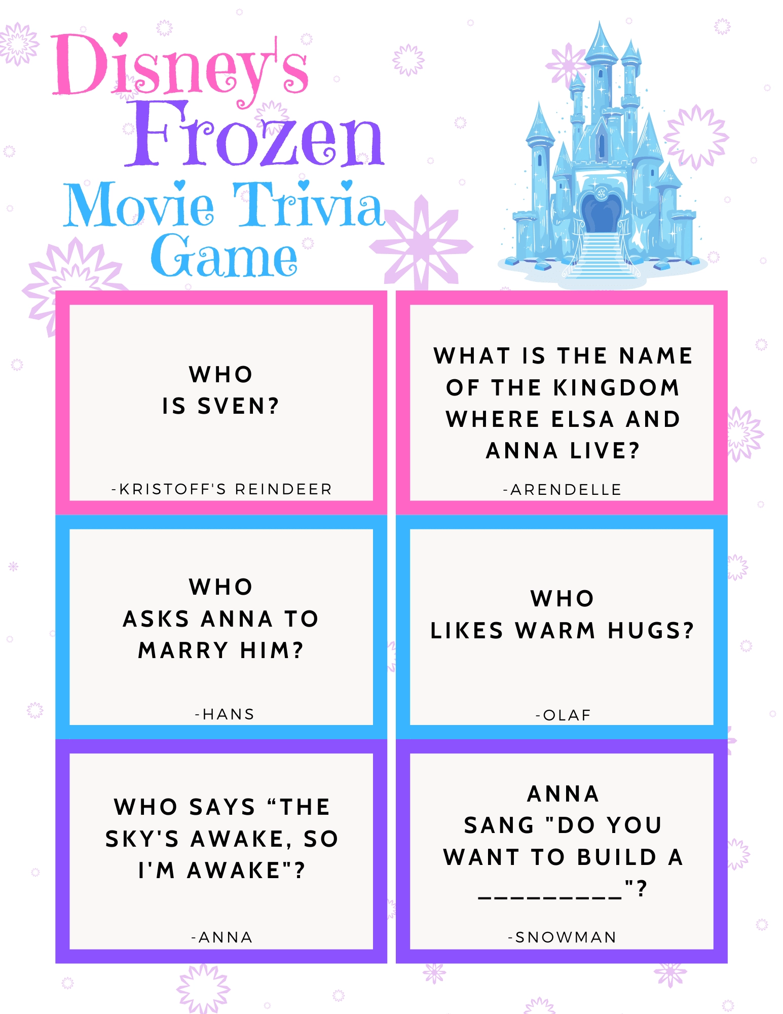 Disney Movie Trivia Printable Disney Movie Trivia Printable