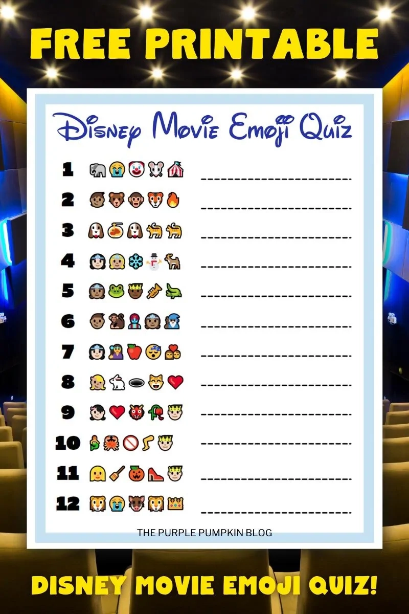 Disney Character Picture Quiz Printable