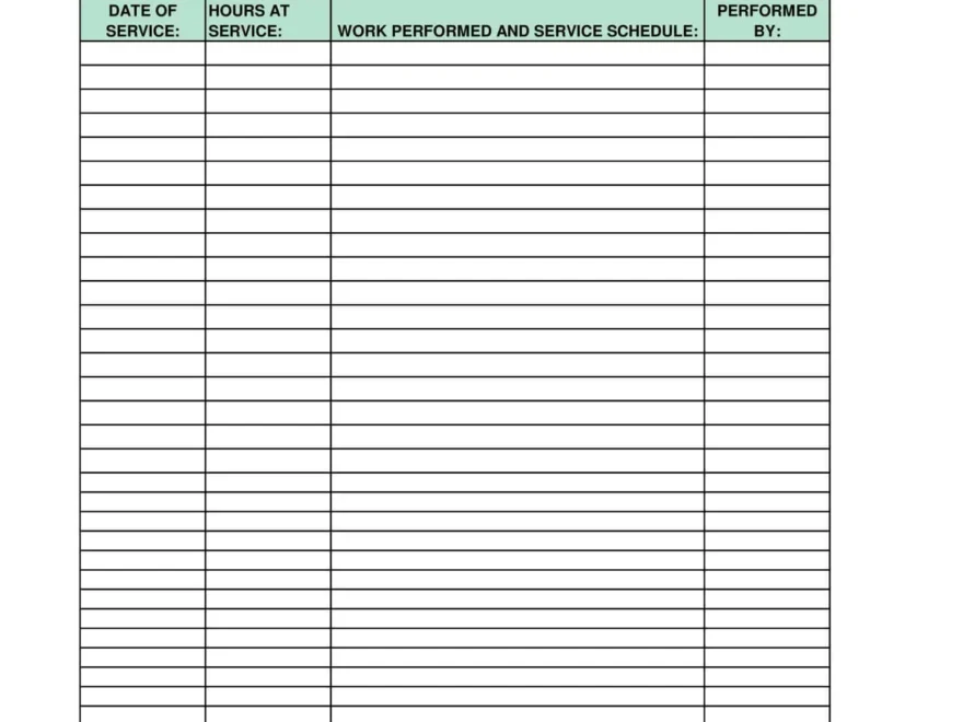 Free Printable Equipment Maintenance Log Templates PDF Excel