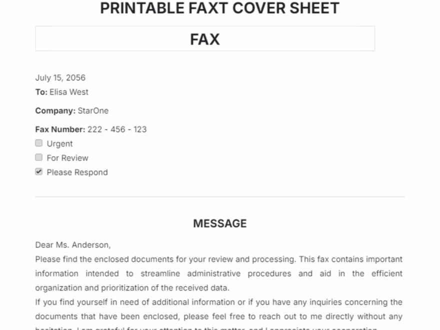 Free Printable Fax Cover Sheet Template To Edit Online