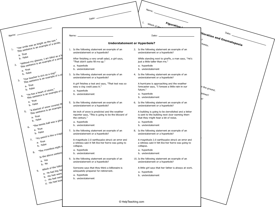 Figurative Language Quiz Printable