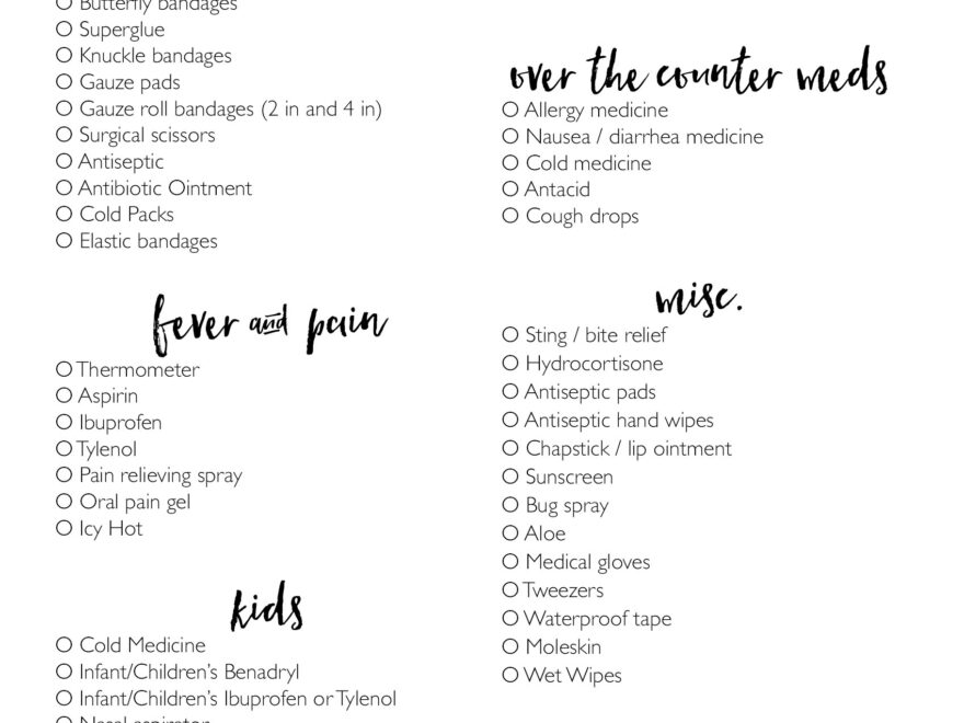 Free Printable First Aid Kit Checklist Our Handcrafted Life