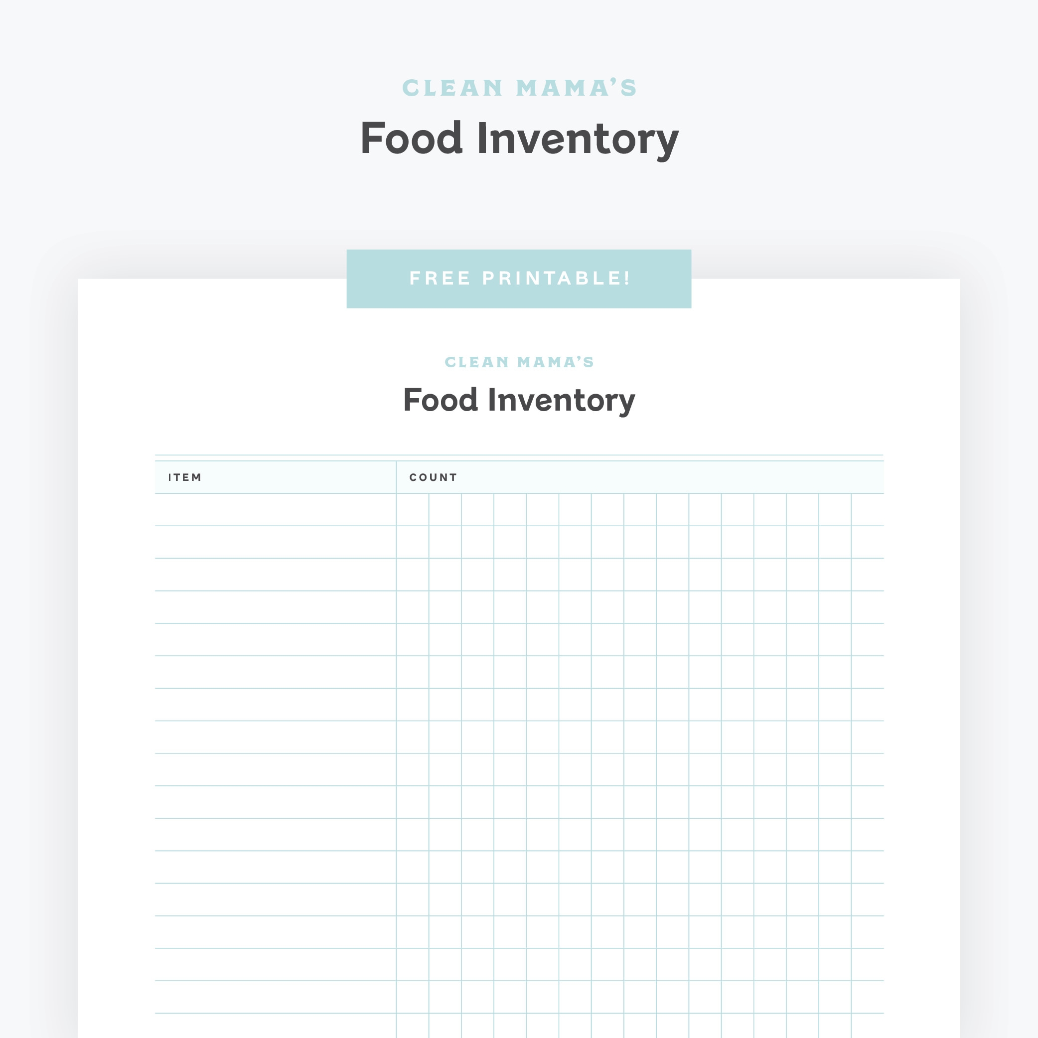 Printable Inventory Grocery List
