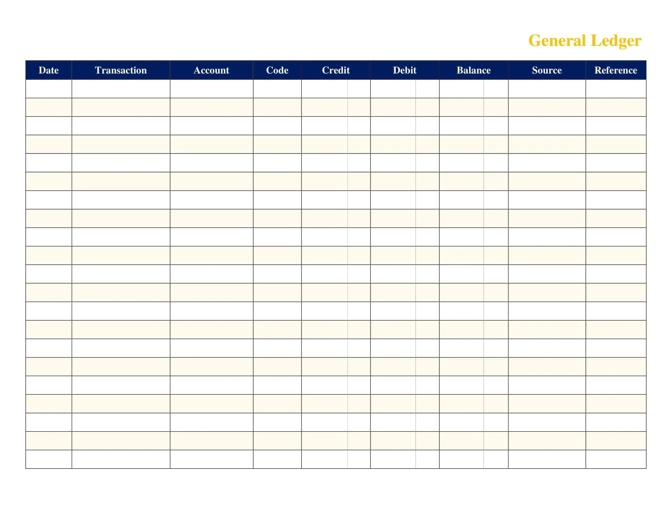Ledger Sheets Free Printable