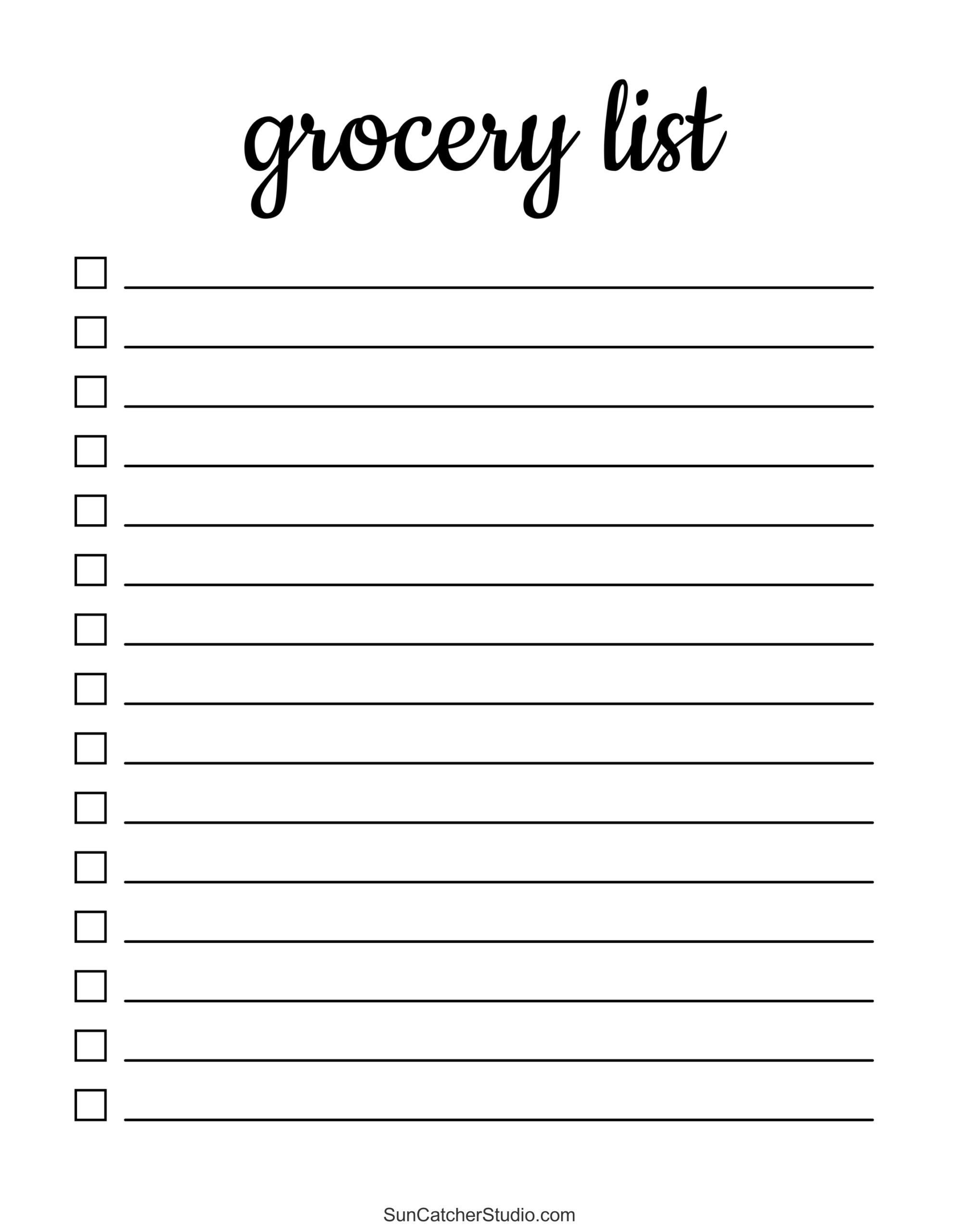 Grocery Store List Printable Grocery Store List Printable