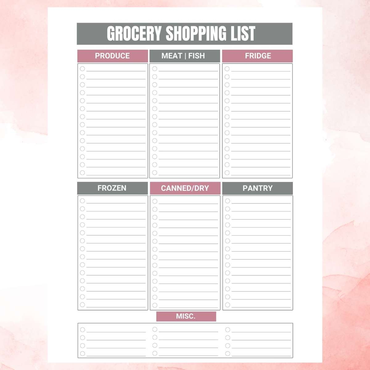 Free Printable Grocery Shopping List Print Or Edit Free Printable Grocery Shopping List Print Or Edit