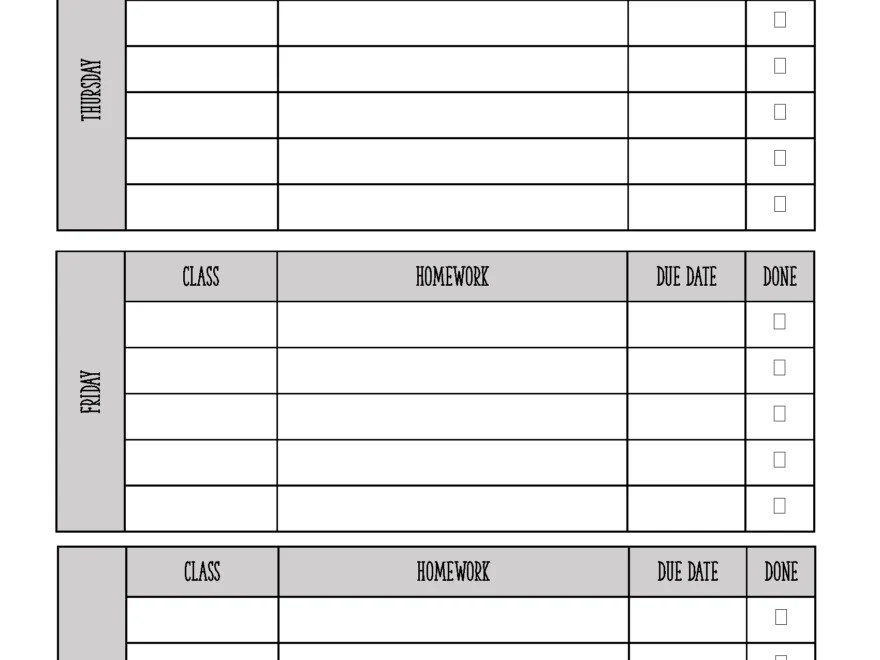 FREE Printable Homework Planner Template PDF Word Excel Or Jpg