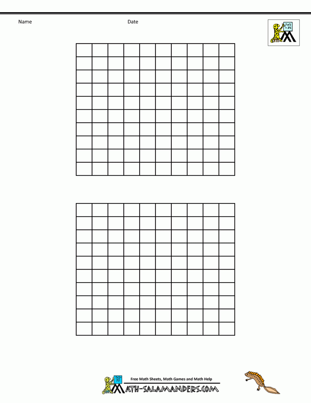 Printable Blank Hundreds Chart