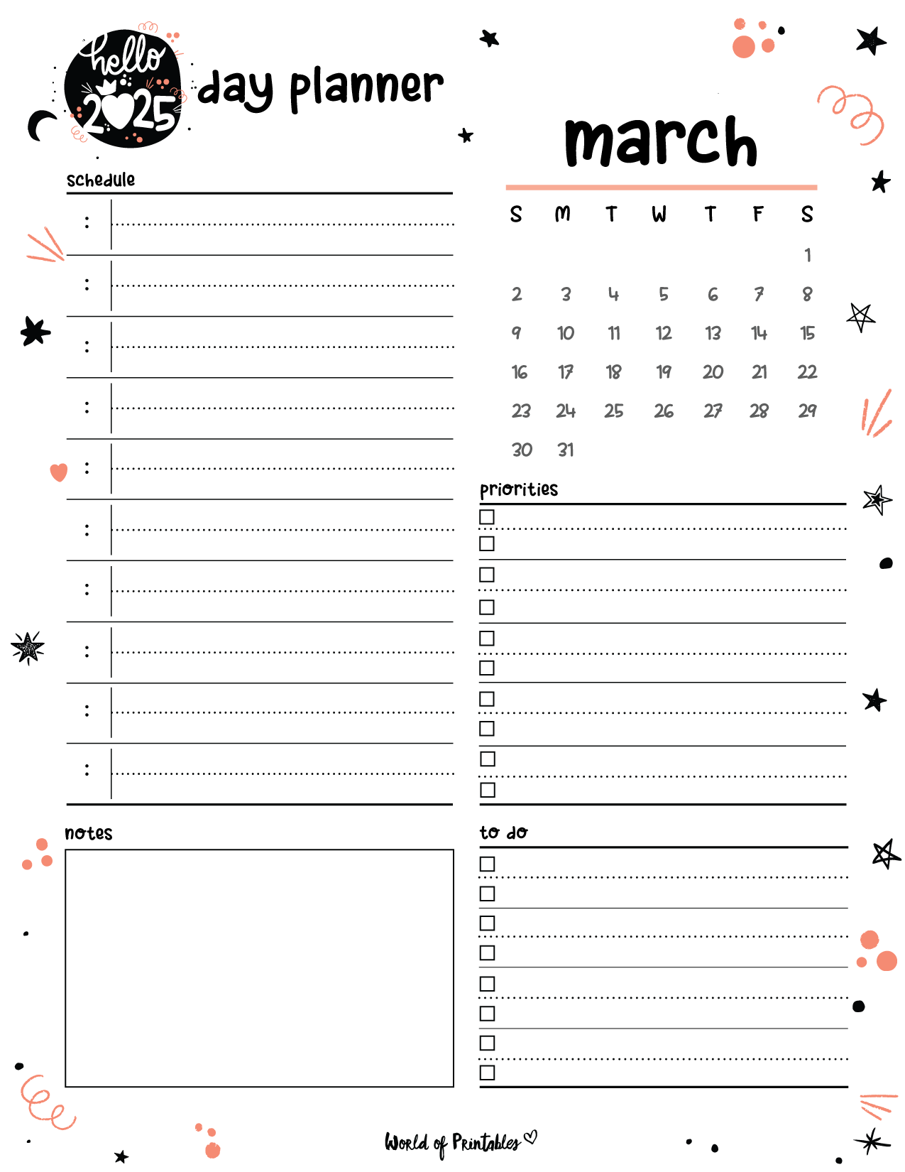 Free Printable March 2025 Planners World Of Printables