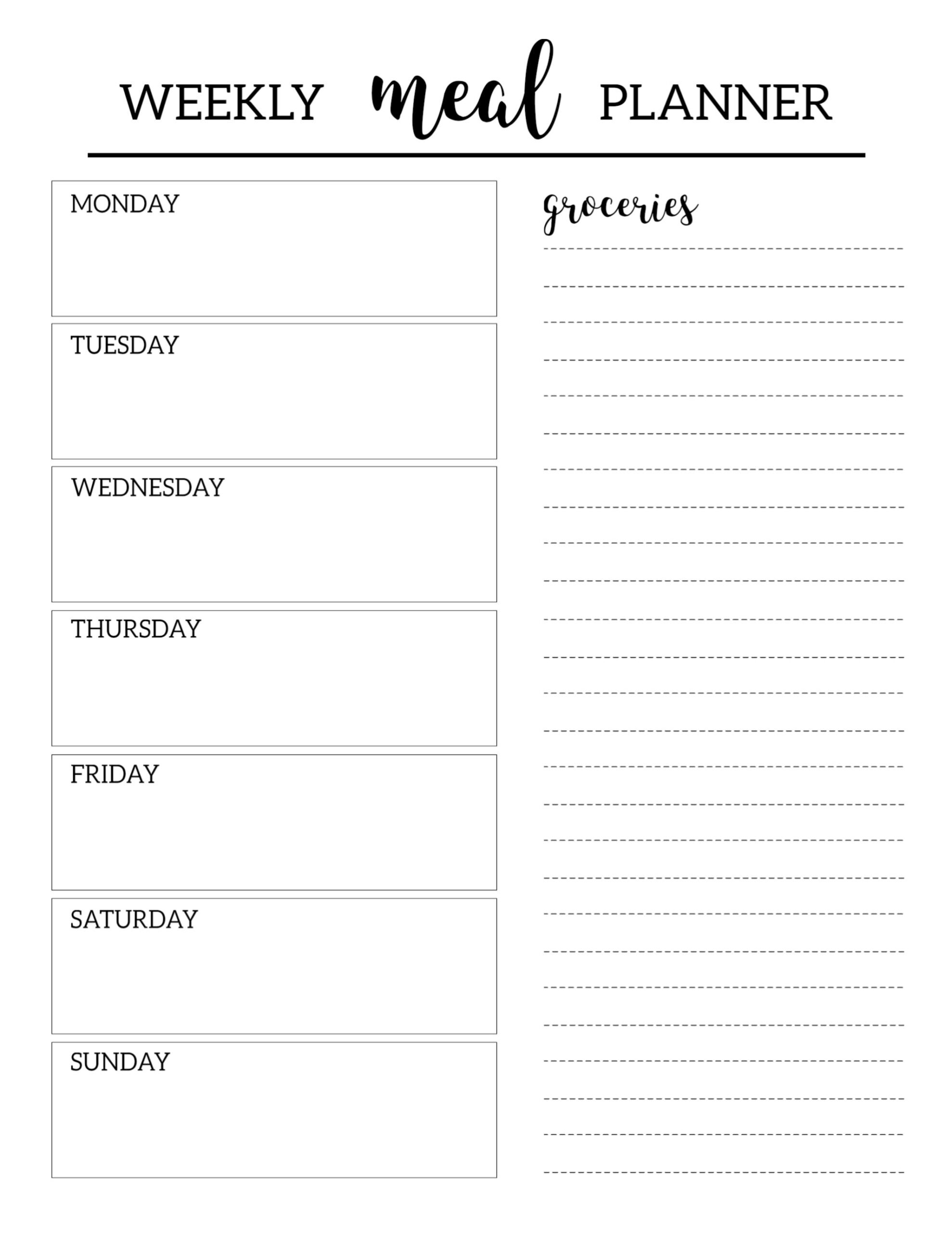 Free Printable Diet Planner