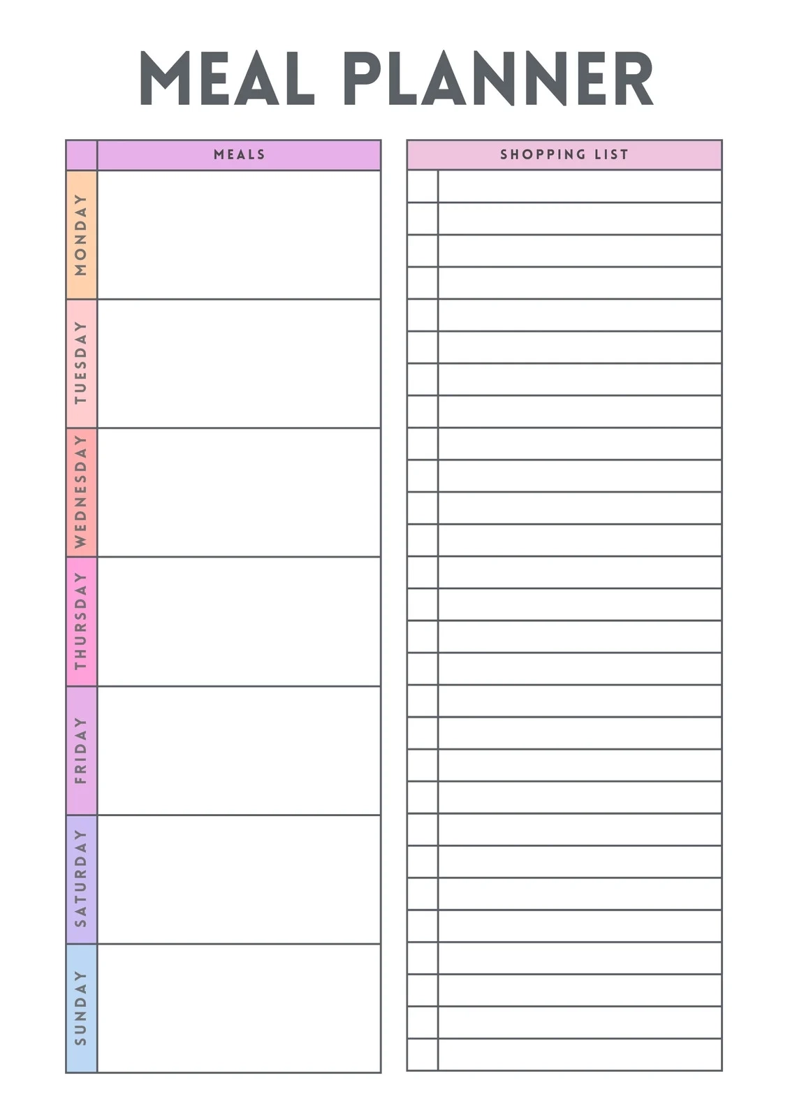 Meal Planner Monthly Printable