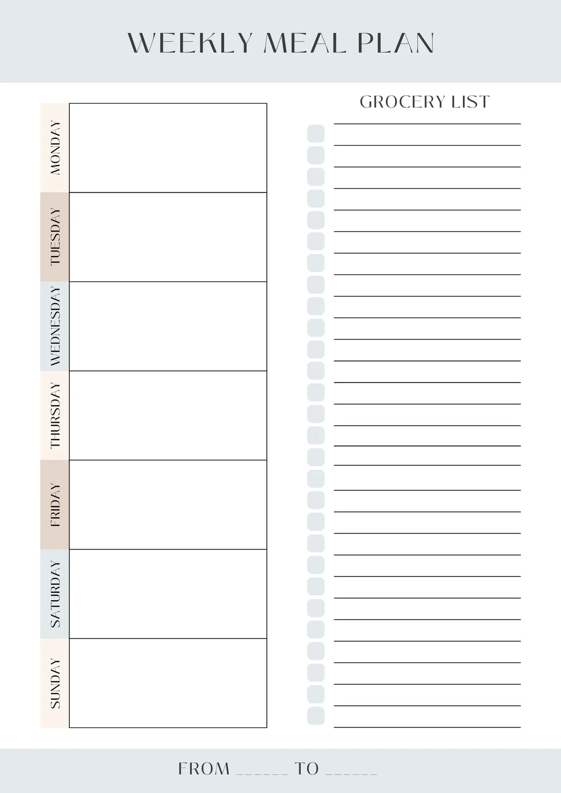 Diet Plan Printable Shopping Lists