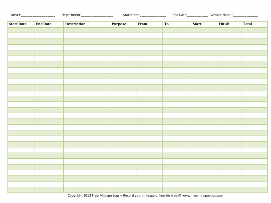 Free Printable Mileage Logs