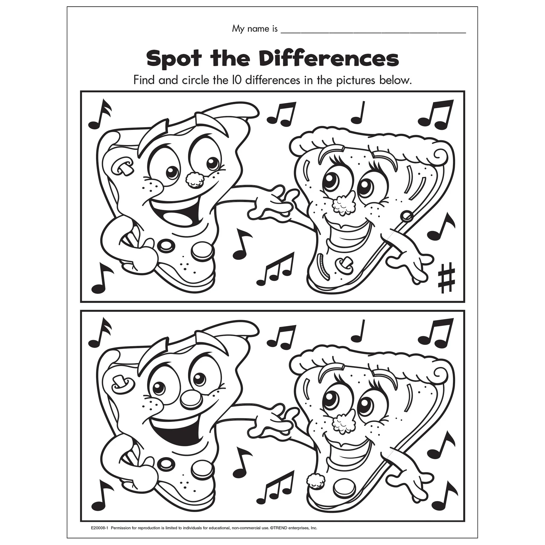 Free Printable Pizza Time Spot The Differences Activity Sheet TREND Enterprises Inc Free Printable Pizza Time Spot The Differences Activity Sheet TREND Enterprises Inc