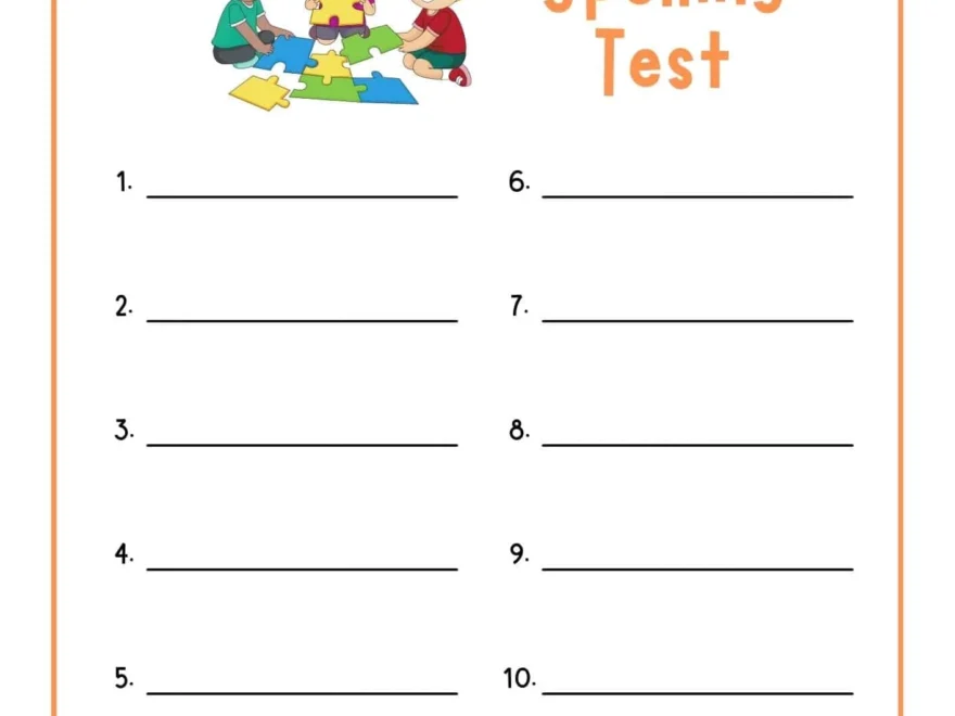 Free Printable Spelling Test Templates PDF 10 15 20 25 Words