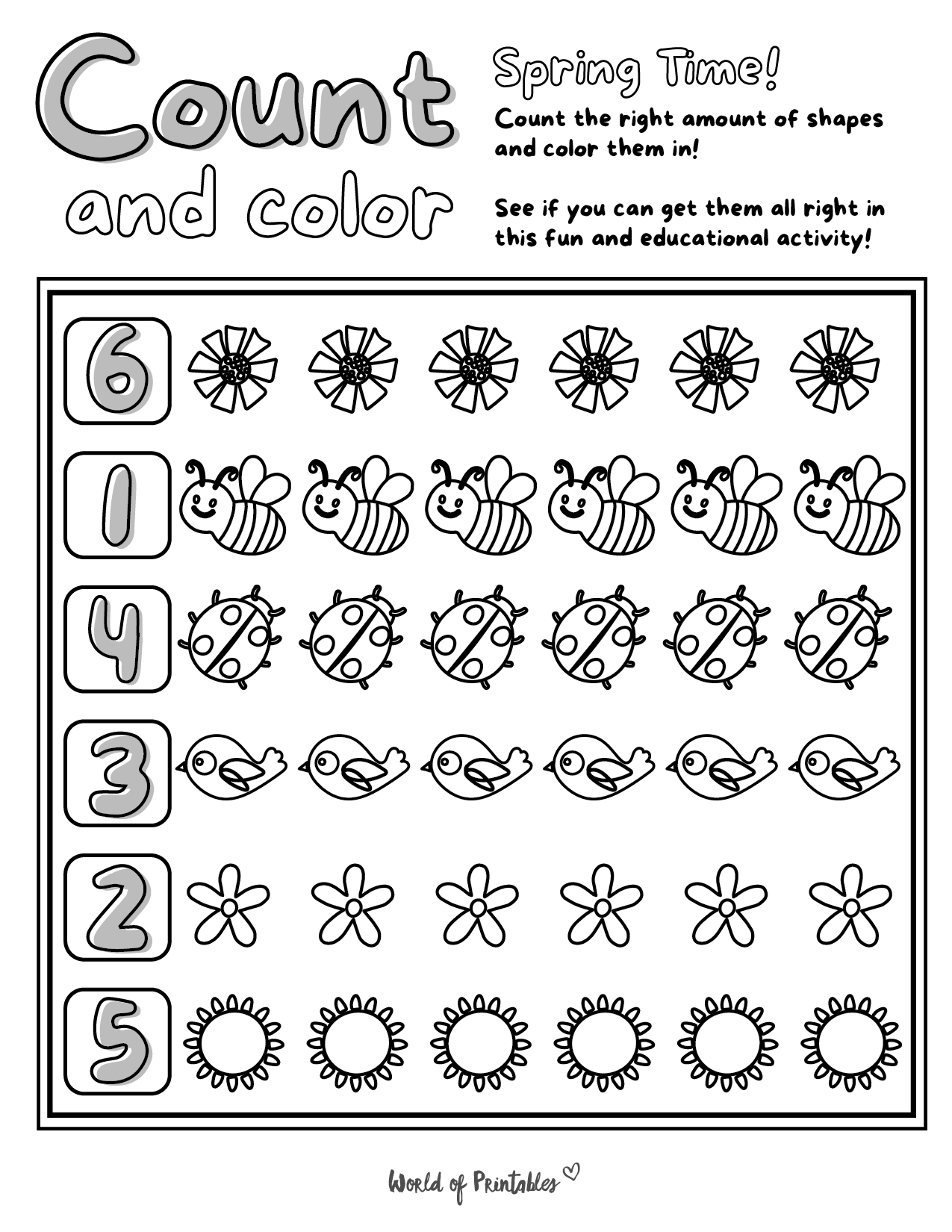 Free Printable Spring Math Sheets