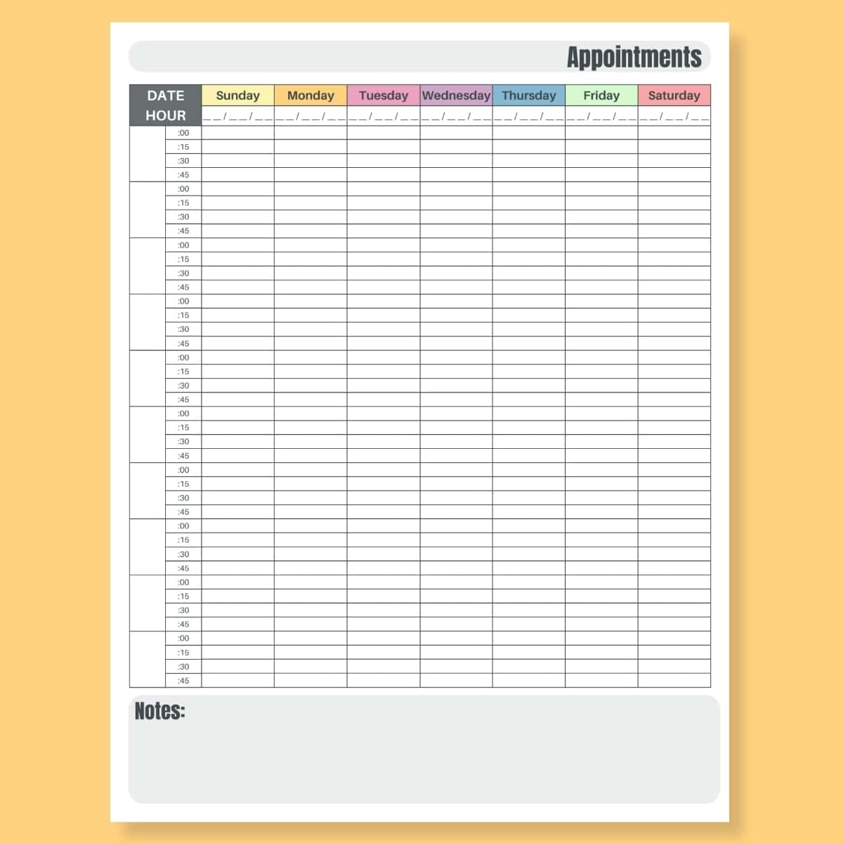 Free Printable Appointment Planner