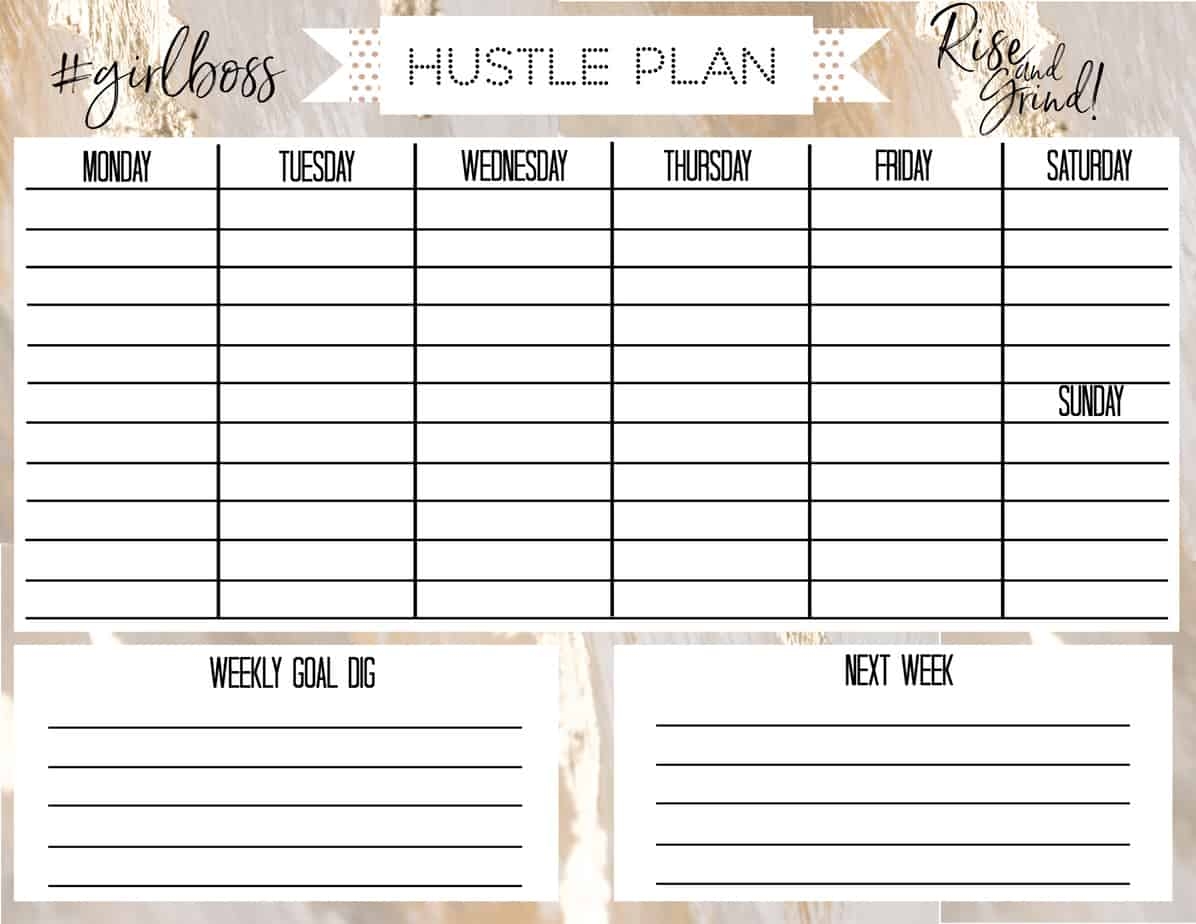 Free Printable Weekly Calendar Girl Boss A Country Girl s Life