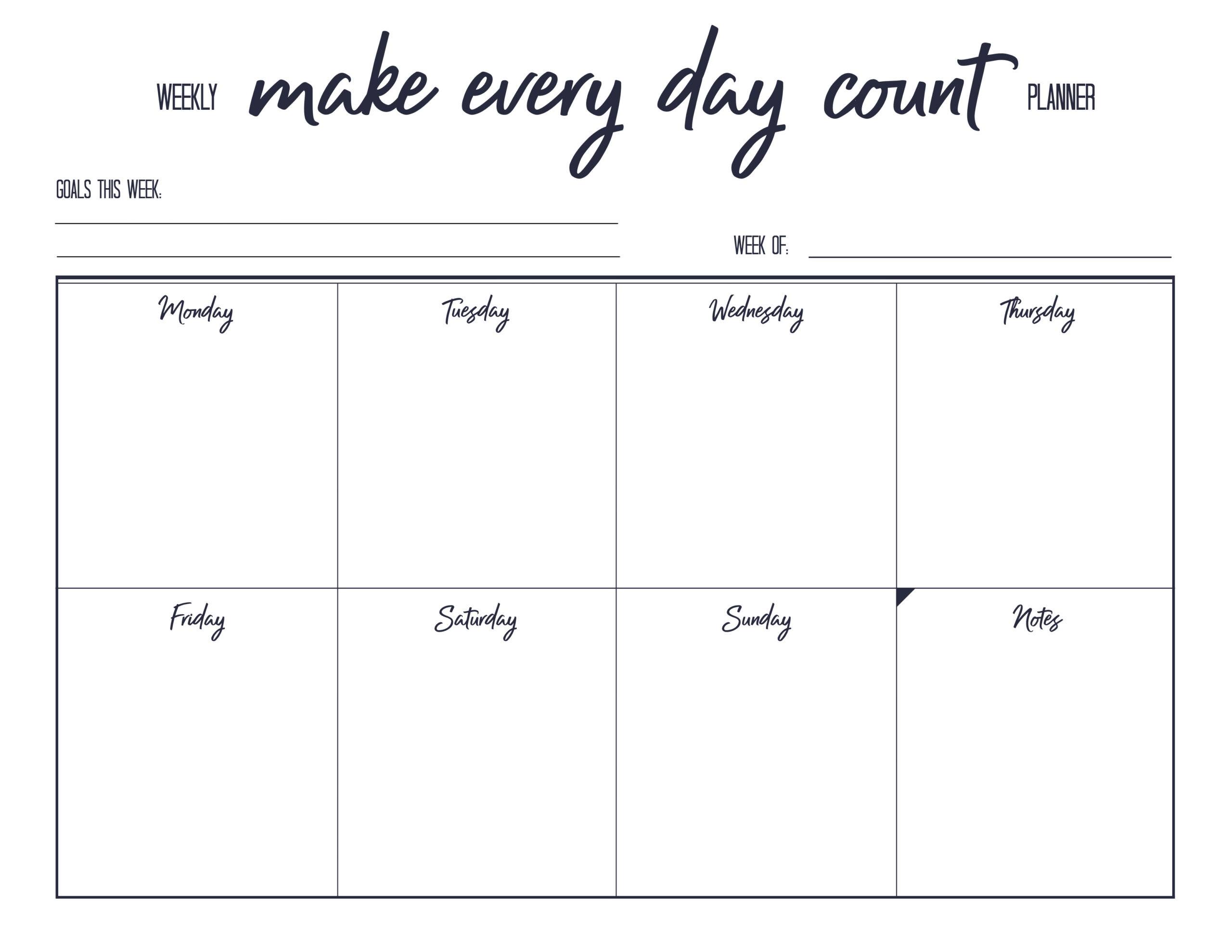 Free Printable Week Day Planner