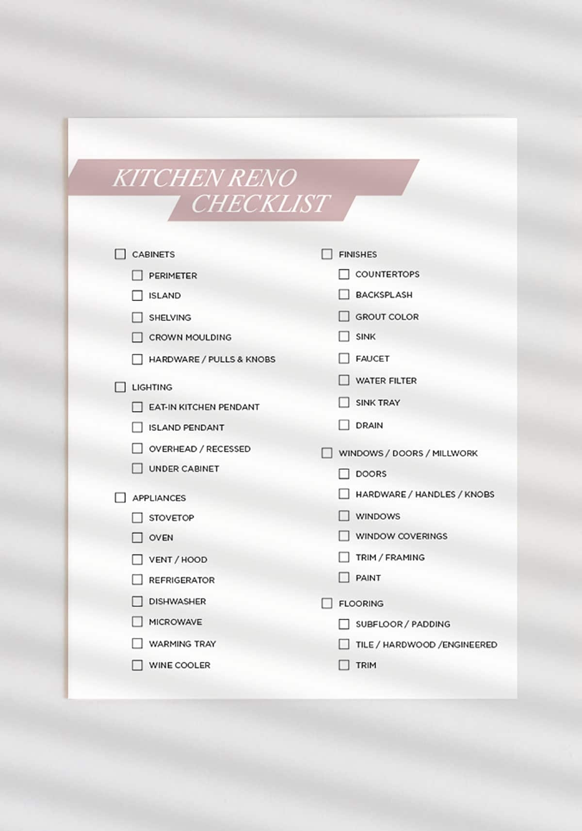 Printable Home Improvements List