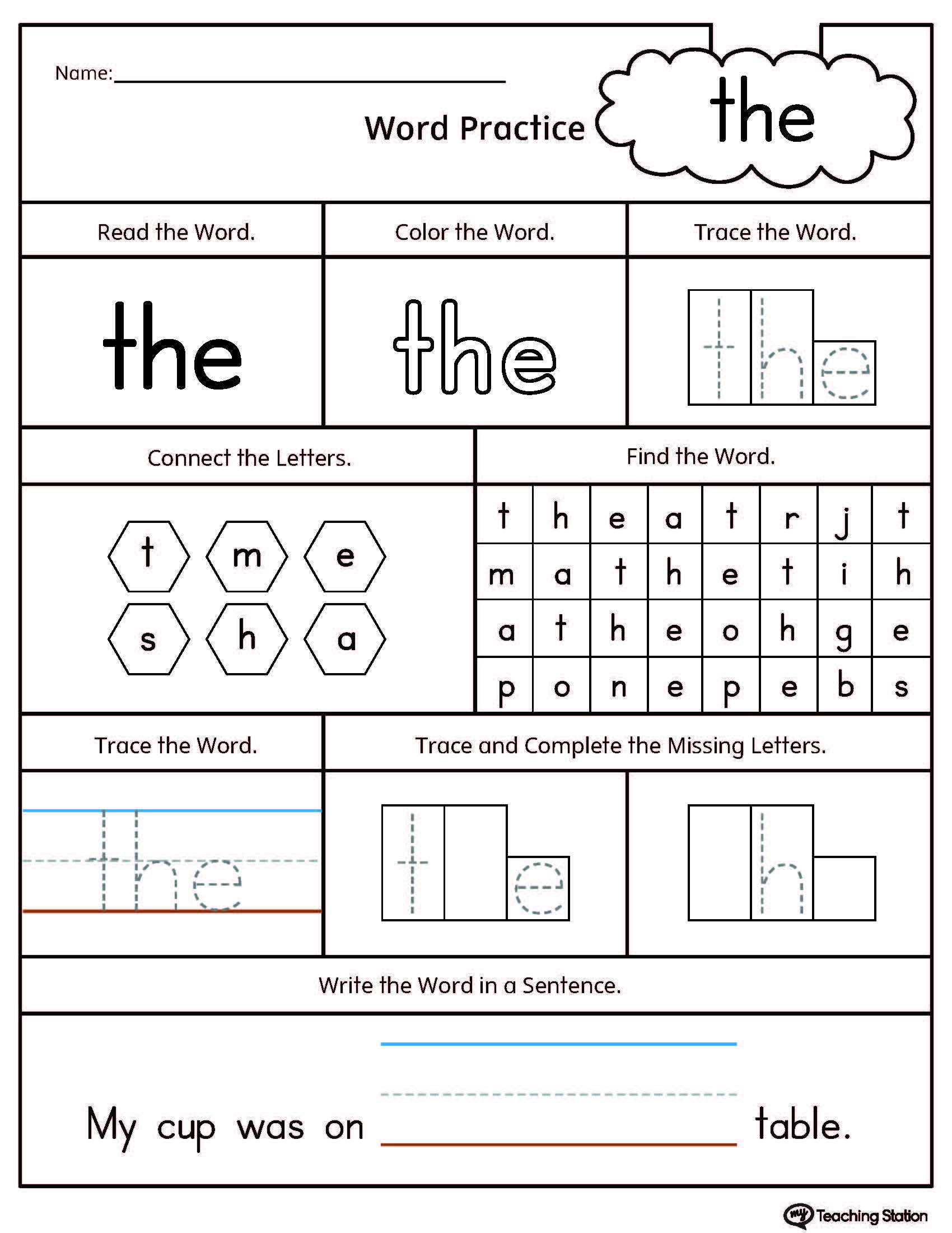 FREE Sight Word The Printable Worksheet MyTeachingStation FREE Sight Word The Printable Worksheet MyTeachingStation