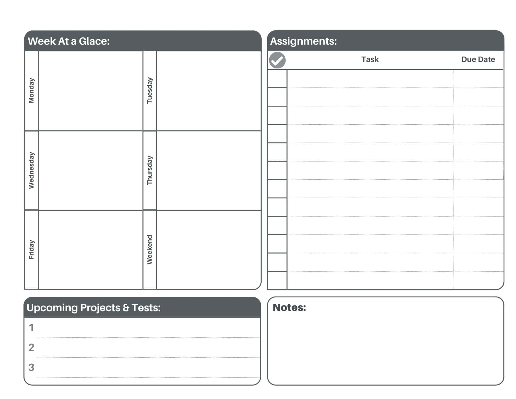 Free Printable Homework Planners Free Printable Homework Planners