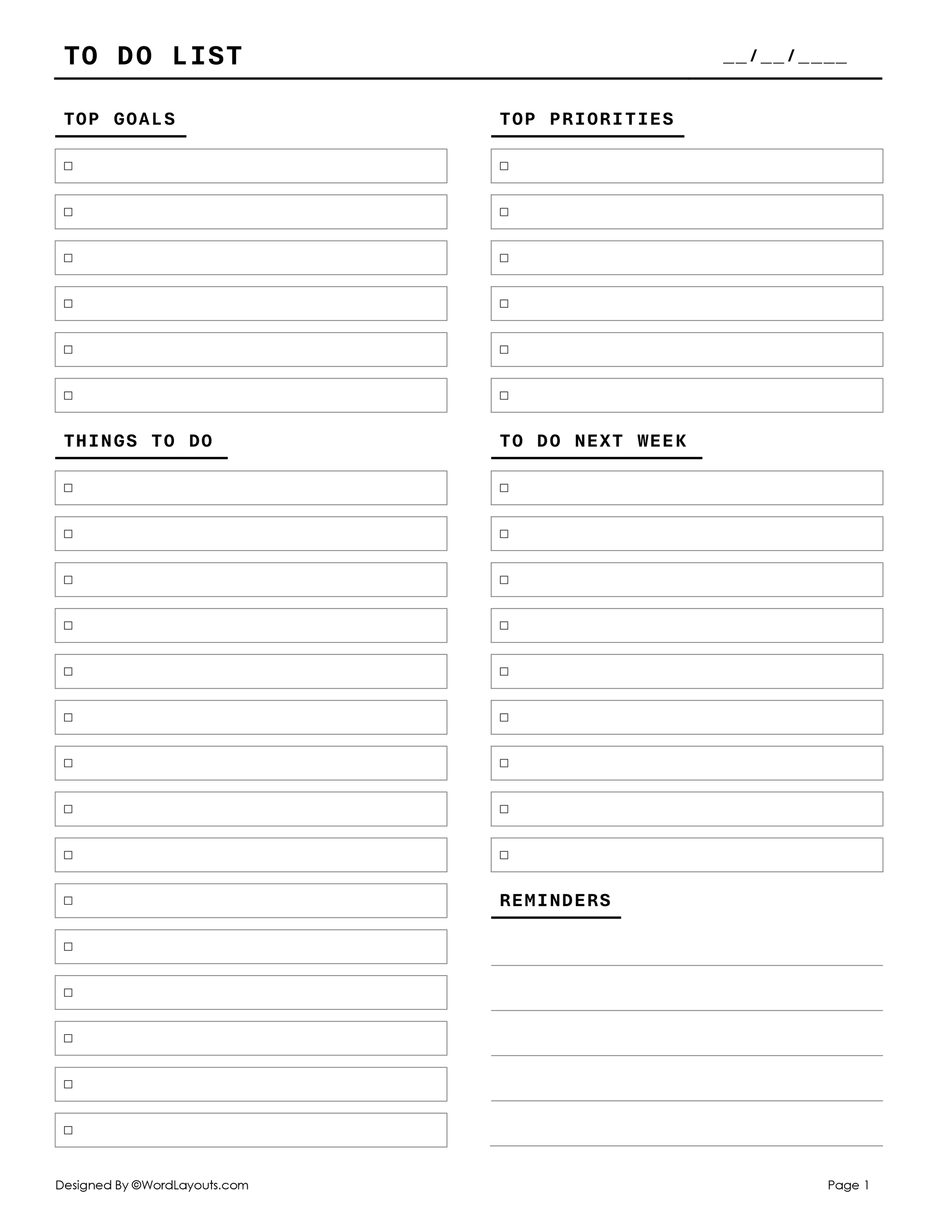 Free Printable Reminders List Templates Free Printable Reminders List Templates