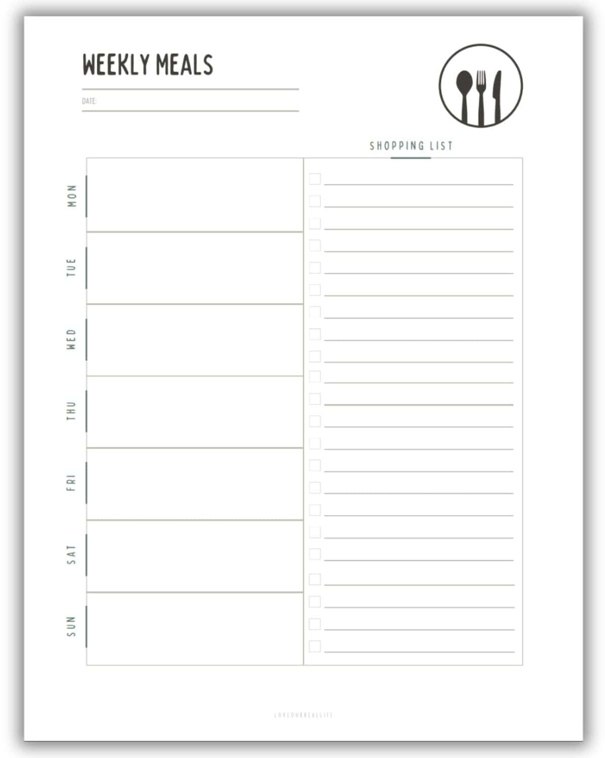 Free Printable Meal Planner With Snacks