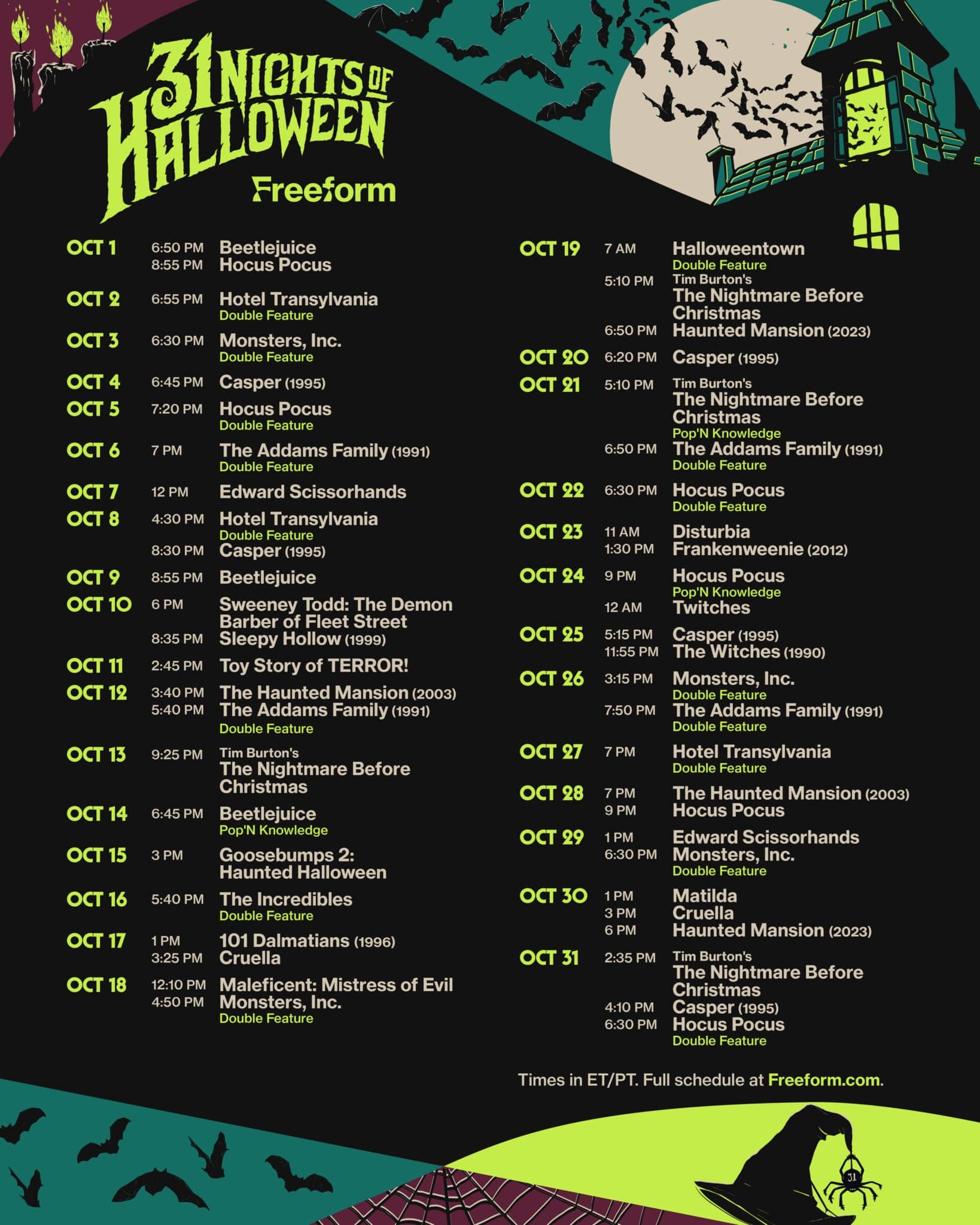 Freeform Unveils 31 Nights Of Halloween 2025 Schedule Featuring Classics And New Additions Fantasy Land News