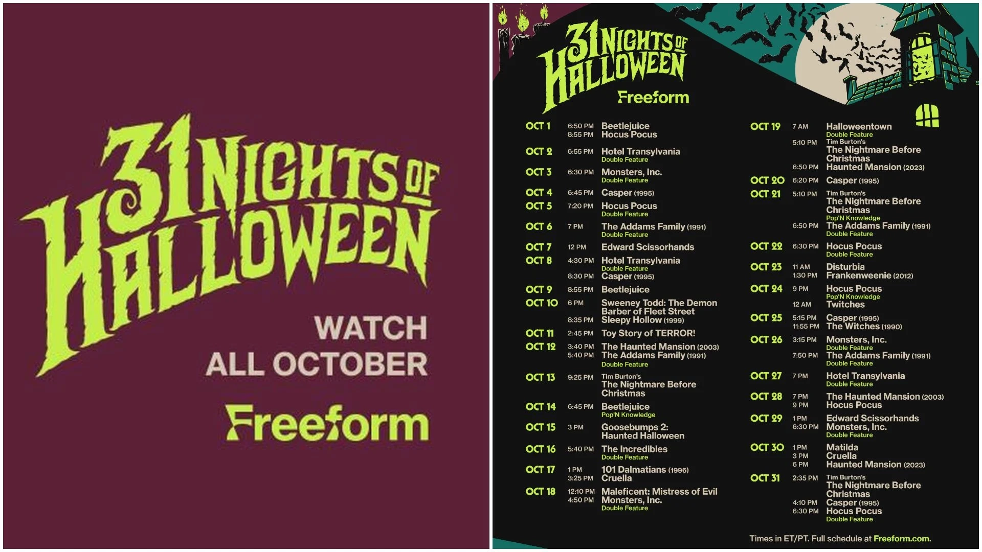 Printable Halloween Tv Schedule