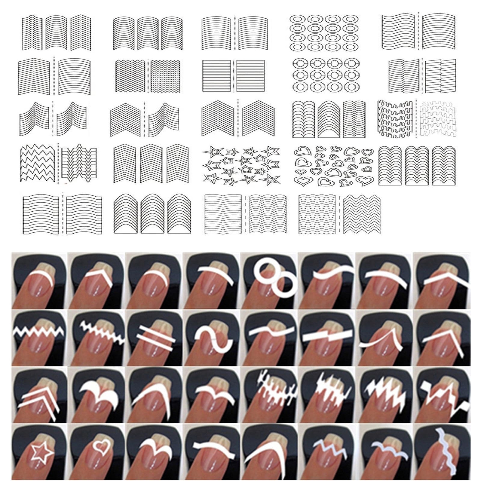 French Manicure Nail Tip Guides French Manicure Nail Art Stencils Stickers Decals 24 Sheets 36 Designs Nail Art Stickers Professional Salon Home Use Buy Now With Express International Delivery GoSupps