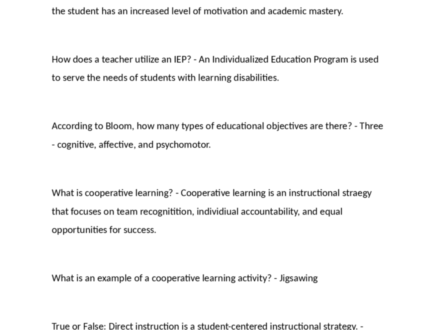 FTCE Professional Education Test Study Guide Exams Nursing Docsity