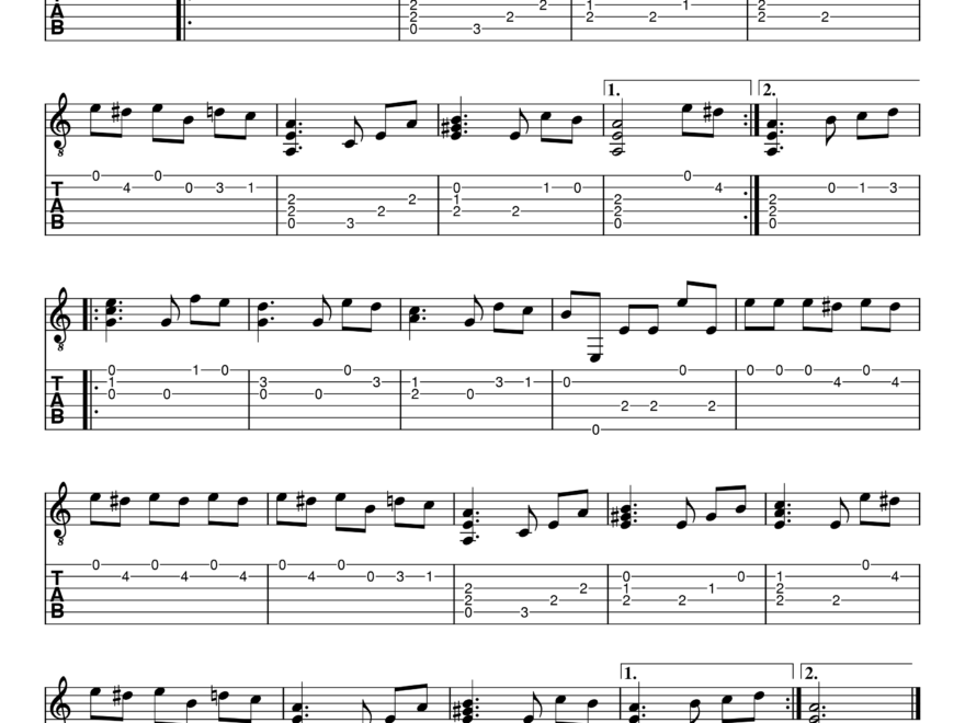 Fur Elise Guitar Tab EASY Free Sheet Music Full Tutorial