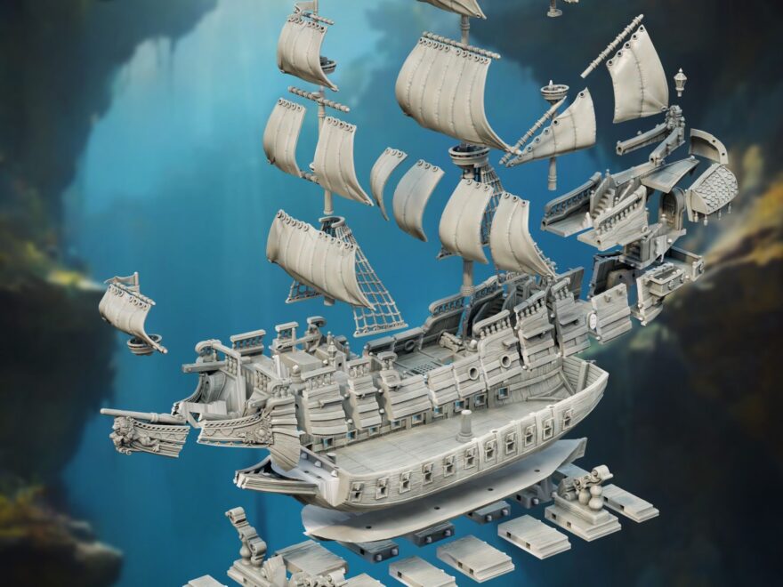 Galleon Ship Huge Terrain With Interior The Printing Goes Ever On