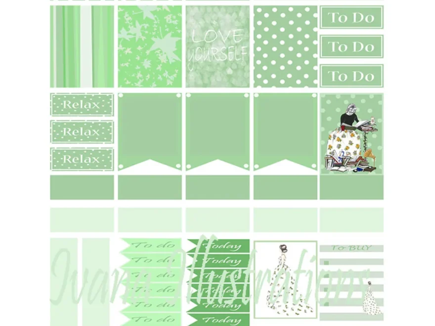 Green Printable Planner Sticker 3 Jpeg Printable Green Sticker Planner Sticker Digital Planner Stickers Instant Download Etsy