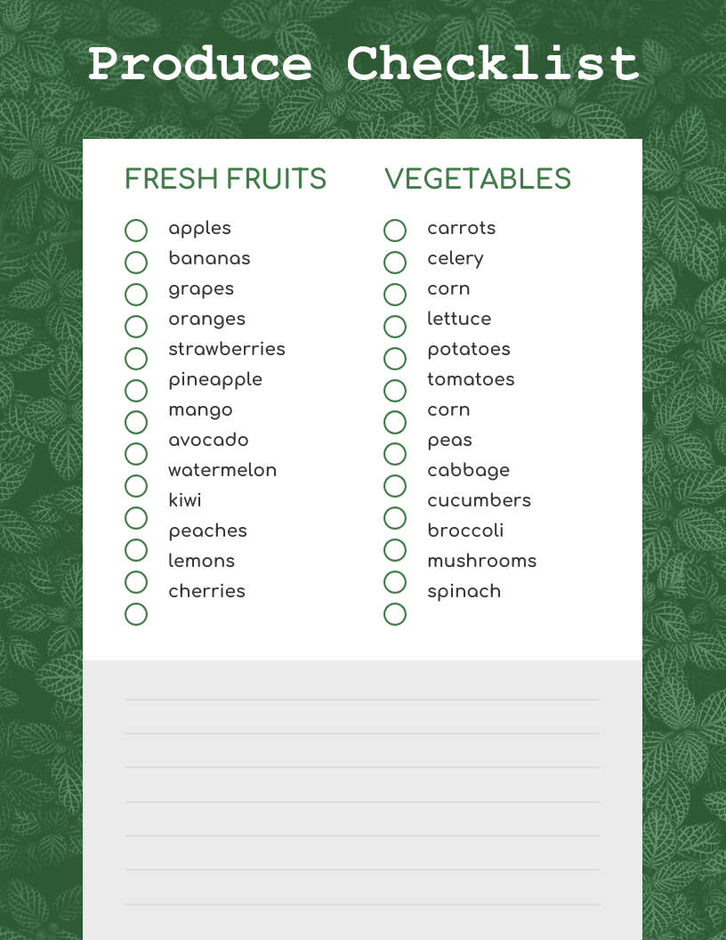 Green Vegetables Produce Shopping List Template Venngage Green Vegetables Produce Shopping List Template Venngage