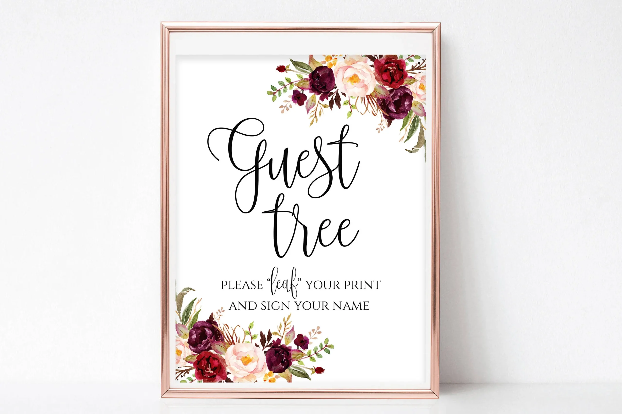 Guest Tree Sign Printable Wedding Tree Sign Please Leaf Your Signature Guest Book Alternative Instant Download 4x6 5x7 8x10 Boho Chic Etsy