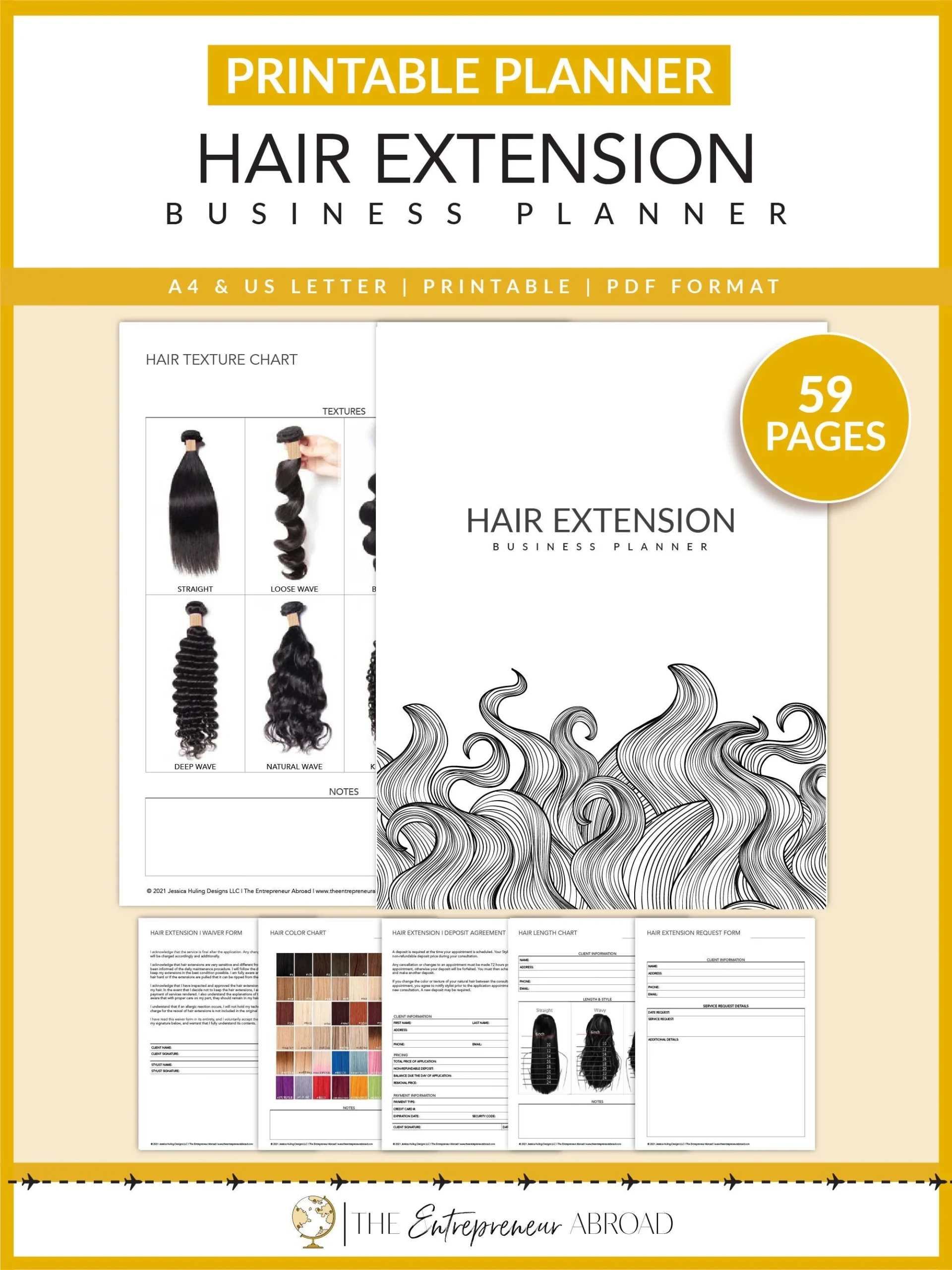 Hair Extension Business Planner Printable Hair Business Hair Extension Technician Booking Form Deposit Agreement A4 Letter Etsy